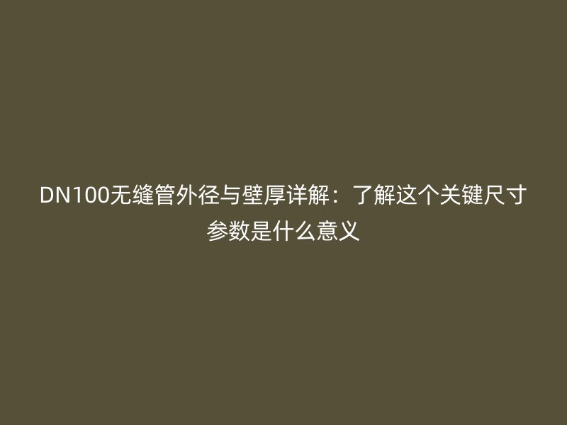 DN100無縫管外徑與壁厚詳解:了解這個關鍵尺寸參數是什么意義