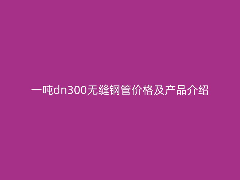 一噸dn300無縫鋼管價格及產品介紹