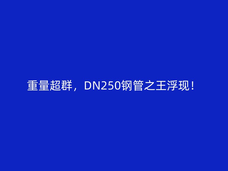 重量超群,DN250鋼管之王浮現!